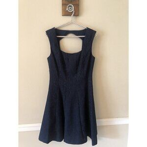NWT BCBG Paris Womens Size 6 Sally Dress Navy Blue Lace Cutout Fit & Flare